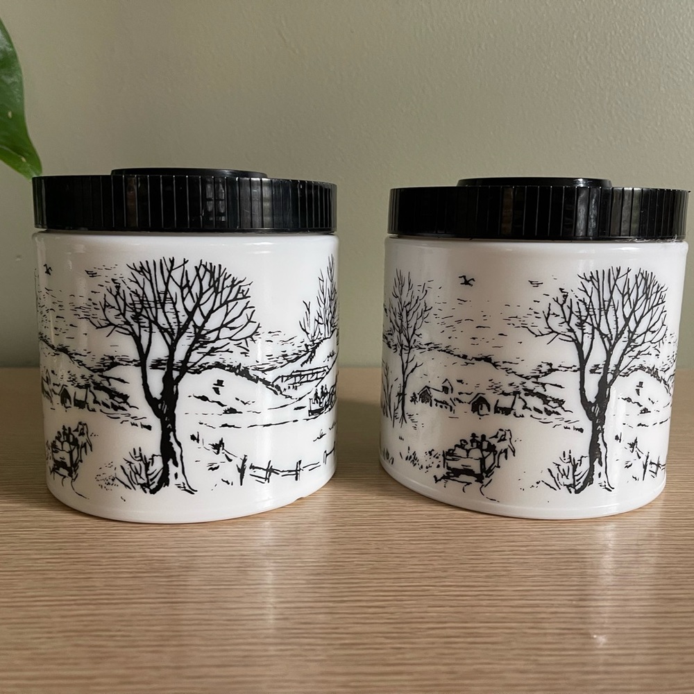 Vintage milk glass canisters - Picture 6 of 11